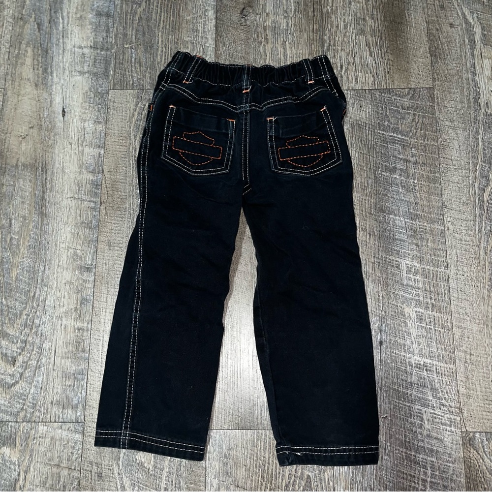 Harley Davidson Black Faded Embroidered‎ Pants Size 3T